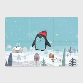 Магнитный плакат 3Х2 с принтом Милый пингвин в Екатеринбурге, Полимерный материал с магнитным слоем | 6 деталей размером 9*9 см | Тематика изображения на принте: 2021 | 7 января | bull | newyear | santa | бык | быки | бычок | год быка | дед мороз | корова | новогодние каникулы | новогодние праздники | новый 2021 | новый год | новый год 2021 | рождество | сани | санта | санта клаус