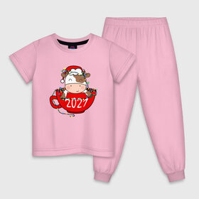 Детская пижама хлопок с принтом Милый бычок 2021 в Екатеринбурге, 100% хлопок |  брюки и футболка прямого кроя, без карманов, на брюках мягкая резинка на поясе и по низу штанин
 | Тематика изображения на принте: 2021 | 7 января | bull | newyear | santa | бык | быки | бычок | год быка | дед мороз | корова | новогодние каникулы | новогодние праздники | новый 2021 | новый год | новый год 2021 | рождество | сани | санта | санта клаус