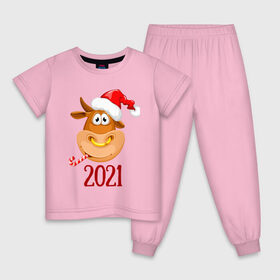 Детская пижама хлопок с принтом Веселый бык 2021 в Екатеринбурге, 100% хлопок |  брюки и футболка прямого кроя, без карманов, на брюках мягкая резинка на поясе и по низу штанин
 | Тематика изображения на принте: 2021 | 7 января | bull | newyear | santa | бык | быки | бычок | год быка | дед мороз | корова | новогодние каникулы | новогодние праздники | новый 2021 | новый год | новый год 2021 | рождество | сани | санта | санта клаус