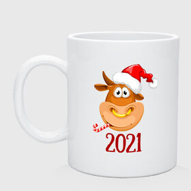 Кружка с принтом Веселый бык 2021 в Екатеринбурге, керамика | объем — 330 мл, диаметр — 80 мм. Принт наносится на бока кружки, можно сделать два разных изображения | 2021 | 7 января | bull | newyear | santa | бык | быки | бычок | год быка | дед мороз | корова | новогодние каникулы | новогодние праздники | новый 2021 | новый год | новый год 2021 | рождество | сани | санта | санта клаус