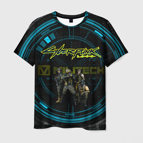 Мужская футболка 3D с принтом Cyberpunk 2077 MILITECH в Екатеринбурге, 100% полиэфир | прямой крой, круглый вырез горловины, длина до линии бедер | 