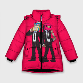 Зимняя куртка для девочек 3D с принтом Hazel & Cha-cha в Екатеринбурге, ткань верха — 100% полиэстер; подклад — 100% полиэстер, утеплитель — 100% полиэстер. | длина ниже бедра, удлиненная спинка, воротник стойка и отстегивающийся капюшон. Есть боковые карманы с листочкой на кнопках, утяжки по низу изделия и внутренний карман на молнии. 

Предусмотрены светоотражающий принт на спинке, радужный светоотражающий элемент на пуллере молнии и на резинке для утяжки. | 5 | academy umbrella | cha cha | diego | hazel | klaus | vanya | академия амбрелла | ваня харгривз | диего | пятый | харгривз | хейзел | хейзел и чача | чача
