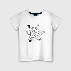 Детская футболка хлопок с принтом Absurd 6 в Екатеринбурге, 100% хлопок | круглый вырез горловины, полуприлегающий силуэт, длина до линии бедер | графика | иллюстрация | клубок | круг | ладони | мяч | рисунок | руки | черно белый | шар