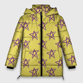 Женская зимняя куртка 3D с принтом Stars в Екатеринбурге, верх — 100% полиэстер; подкладка — 100% полиэстер; утеплитель — 100% полиэстер | длина ниже бедра, силуэт Оверсайз. Есть воротник-стойка, отстегивающийся капюшон и ветрозащитная планка. 

Боковые карманы с листочкой на кнопках и внутренний карман на молнии | stars | yellow | жёлтый | звёзды | фиолетовый