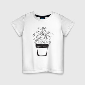 Детская футболка хлопок с принтом Absurd 9 в Екатеринбурге, 100% хлопок | круглый вырез горловины, полуприлегающий силуэт, длина до линии бедер | голова | горшочек | графика | иллюстрация | лица | люди | народ | плошка | рисунок | социальный | толпа | человечки | черно белый
