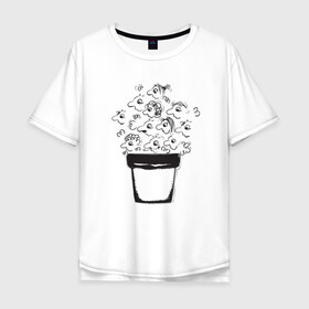 Мужская футболка хлопок Oversize с принтом Absurd 9 в Екатеринбурге, 100% хлопок | свободный крой, круглый ворот, “спинка” длиннее передней части | Тематика изображения на принте: голова | горшочек | графика | иллюстрация | лица | люди | народ | плошка | рисунок | социальный | толпа | человечки | черно белый