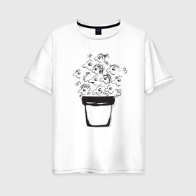 Женская футболка хлопок Oversize с принтом Absurd 9 в Екатеринбурге, 100% хлопок | свободный крой, круглый ворот, спущенный рукав, длина до линии бедер
 | голова | горшочек | графика | иллюстрация | лица | люди | народ | плошка | рисунок | социальный | толпа | человечки | черно белый
