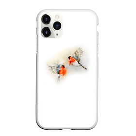 Чехол для iPhone 11 Pro Max матовый с принтом Снегири в Екатеринбурге, Силикон |  | животные | зима | новый год | птицы | снег | снегири