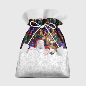 Подарочный 3D мешок с принтом Новый Год в Екатеринбурге, 100% полиэстер | Размер: 29*39 см | Тематика изображения на принте: christmas | merry christmas | дед мороз | ёлка | зима | мороз | новогодний олень | новый год | подарок | праздник | рождество | с новым годом | санта клаус | снегурочка | снежинки
