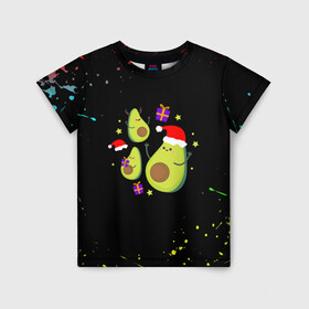 Детская футболка 3D с принтом Новогодние Авокадо в Екатеринбурге, 100% гипоаллергенный полиэфир | прямой крой, круглый вырез горловины, длина до линии бедер, чуть спущенное плечо, ткань немного тянется | авокадо | веган | еда блогеров | мемы | минимализм | прикольные картинки | прикольные надписи | растение | смешное авокадо | фрукт
