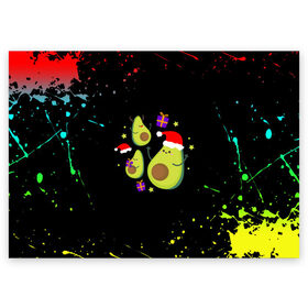 Поздравительная открытка с принтом Новогодние Авокадо в Екатеринбурге, 100% бумага | плотность бумаги 280 г/м2, матовая, на обратной стороне линовка и место для марки
 | авокадо | веган | еда блогеров | мемы | минимализм | прикольные картинки | прикольные надписи | растение | смешное авокадо | фрукт