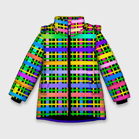 Зимняя куртка для девочек 3D с принтом Цветной беспредел в Екатеринбурге, ткань верха — 100% полиэстер; подклад — 100% полиэстер, утеплитель — 100% полиэстер. | длина ниже бедра, удлиненная спинка, воротник стойка и отстегивающийся капюшон. Есть боковые карманы с листочкой на кнопках, утяжки по низу изделия и внутренний карман на молнии. 

Предусмотрены светоотражающий принт на спинке, радужный светоотражающий элемент на пуллере молнии и на резинке для утяжки. | весна | градиент | краски | праздник | радостное настроение
