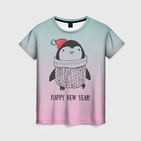 Женская футболка 3D с принтом Милый пингвин в Екатеринбурге, 100% полиэфир ( синтетическое хлопкоподобное полотно) | прямой крой, круглый вырез горловины, длина до линии бедер | 2021 | 7 января | bull | newyear | santa | бык | быки | бычок | год быка | дед мороз | корова | новогодние каникулы | новогодние праздники | новый 2021 | новый год | новый год 2021 | рождество | сани | санта | санта клаус
