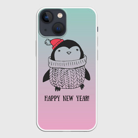 Чехол для iPhone 13 mini с принтом Милый пингвин в Екатеринбурге,  |  | Тематика изображения на принте: 2021 | 7 января | bull | newyear | santa | бык | быки | бычок | год быка | дед мороз | корова | новогодние каникулы | новогодние праздники | новый 2021 | новый год | новый год 2021 | рождество | сани | санта | санта клаус