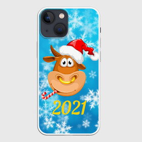 Чехол для iPhone 13 mini с принтом Год быка 2021 в Екатеринбурге,  |  | 2021 | 7 января | bull | newyear | santa | бык | быки | бычок | год быка | дед мороз | корова | новогодние каникулы | новогодние праздники | новый 2021 | новый год | новый год 2021 | рождество | сани | санта | санта клаус