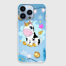 Чехол для iPhone 13 Pro с принтом Милый новогодний бычок в Екатеринбурге,  |  | 2021 | 7 января | bull | newyear | santa | бык | быки | бычок | год быка | дед мороз | корова | новогодние каникулы | новогодние праздники | новый 2021 | новый год | новый год 2021 | рождество | сани | санта | санта клаус