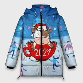 Женская зимняя куртка 3D с принтом бык в кружке 2021 в Екатеринбурге, верх — 100% полиэстер; подкладка — 100% полиэстер; утеплитель — 100% полиэстер | длина ниже бедра, силуэт Оверсайз. Есть воротник-стойка, отстегивающийся капюшон и ветрозащитная планка. 

Боковые карманы с листочкой на кнопках и внутренний карман на молнии | 2021 | 7 января | bull | newyear | santa | бык | быки | бычок | год быка | дед мороз | корова | новогодние каникулы | новогодние праздники | новый 2021 | новый год | новый год 2021 | рождество | сани | санта | санта клаус