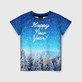 Детская футболка 3D с принтом Happy New Year в Екатеринбурге, 100% гипоаллергенный полиэфир | прямой крой, круглый вырез горловины, длина до линии бедер, чуть спущенное плечо, ткань немного тянется | 2020 | 2021 | happy | new year | быка | гирлянда | дед мороз | елка | зеленый | игрушка | клаус | конфеты | нг | новый год | носок | перчатка | подарок | полосы | рождество | с | санта | сладости | снег | снеговик