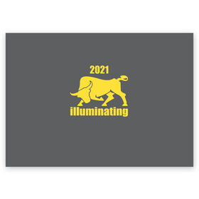 Поздравительная открытка с принтом Illuminating бык 2021 в Екатеринбурге, 100% бумага | плотность бумаги 280 г/м2, матовая, на обратной стороне линовка и место для марки
 | bull | new year | pantone | power | symbol | ultimate grey | мощь | новый год | сила | символ | энергия