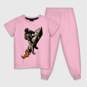 Детская пижама хлопок с принтом Астронавт на ракете в Екатеринбурге, 100% хлопок |  брюки и футболка прямого кроя, без карманов, на брюках мягкая резинка на поясе и по низу штанин
 | астронавт | космонавт | космос | костюм | скафандр | хипстер | шлем