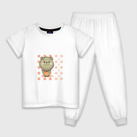 Детская пижама хлопок с принтом Морская Свинка в Екатеринбурге, 100% хлопок |  брюки и футболка прямого кроя, без карманов, на брюках мягкая резинка на поясе и по низу штанин
 | горох | грызун | детские | животные | звери | морская свинка | мультфильмы | точки | шарики