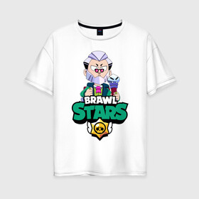 Женская футболка хлопок Oversize с принтом Brawl Stars Byron в Екатеринбурге, 100% хлопок | свободный крой, круглый ворот, спущенный рукав, длина до линии бедер
 | 2020 | 2021 | brawl | byron | edgar | leon | new | snow | stars | winter | year | байрон | бравл | браво | год | зима | леон | лион | новые | новый | персонаж | персонажи | снег | страс | эдгар