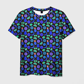 Мужская футболка 3D с принтом Фрукты Invert в Екатеринбурге, 100% полиэфир | прямой крой, круглый вырез горловины, длина до линии бедер | молодежная | природа | узор | фрукты | яркие цвета