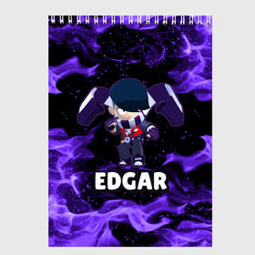 Скетчбук с принтом BRAWL STARS EDGAR в Екатеринбурге, 100% бумага
 | 48 листов, плотность листов — 100 г/м2, плотность картонной обложки — 250 г/м2. Листы скреплены сверху удобной пружинной спиралью | 8 bit | 8 бит | brawl | brawl stars | crow | edgar | leon | stars | бравл | бравл старс | браво старс | едгар | игра | компьютерная | леон | огонь | онлайн | старс | эдгар