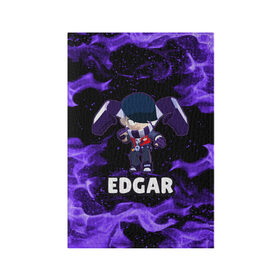 Обложка для паспорта матовая кожа с принтом BRAWL STARS EDGAR в Екатеринбурге, натуральная матовая кожа | размер 19,3 х 13,7 см; прозрачные пластиковые крепления | 8 bit | 8 бит | brawl | brawl stars | crow | edgar | leon | stars | бравл | бравл старс | браво старс | едгар | игра | компьютерная | леон | огонь | онлайн | старс | эдгар