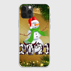 Чехол для iPhone 12 Pro Max с принтом Новый Год 2021 в Екатеринбурге, Силикон |  | год быка | ёлка | звёздочки | снеговик