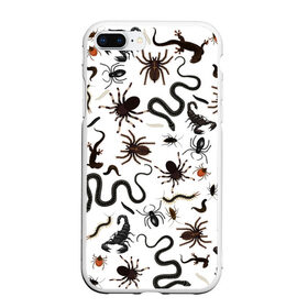 Чехол для iPhone 7Plus/8 Plus матовый с принтом Жуткие насекомые в Екатеринбурге, Силикон | Область печати: задняя сторона чехла, без боковых панелей | арт | белый | живность | животные | жук | жуткие насекомые | жуть | змея | клоп | набор насекомых | опарыш | паразит | паук | пиявка | рисунок | сколопендра | скорпион | таракан | фон | червь | ядовитый