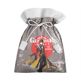 Подарочный 3D мешок с принтом Genshin Impact - Zhongli в Екатеринбурге, 100% полиэстер | Размер: 29*39 см | anime | game | genshin impact | rpg | zhongli | аниме | геншин импакт | игра | персонаж | рпг | чжун ли