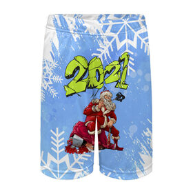 Детские спортивные шорты 3D с принтом Злой Дед Мороз в Екатеринбурге,  100% полиэстер
 | пояс оформлен широкой мягкой резинкой, ткань тянется
 | 2021 | christmas | merry | быка | год | дед | композитор | мороз | музыка | новогодняя | новый | новый год | трезвый