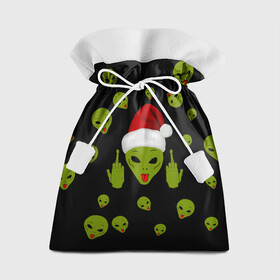 Подарочный 3D мешок с принтом Прощай 2021 Новогодний Пришелец 2022 в Екатеринбурге, 100% полиэстер | Размер: 29*39 см | 2020 | 2021 | aliens | happy | new year | быка | гирлянда | дед мороз | елка | зеленый | игрушка | инопланетянин | клаус | нг | новый год | носок | перчатка | подарок | полосы | пришелец | рождество | с | санта | снег