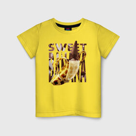 Детская футболка хлопок с принтом Sweet banana в Екатеринбурге, 100% хлопок | круглый вырез горловины, полуприлегающий силуэт, длина до линии бедер | new year. | sweet banana | банан | грифель | джем | зверь | иголки | карандаш | кольцо | леопард | леопардовый | нг | новый год | овощ | ожерелья | подарок | прздник | принадлежность | сладкий банан | украшения