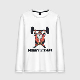 Мужской лонгслив хлопок с принтом Merry Fitmas в Екатеринбурге, 100% хлопок |  | 