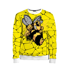 Детский свитшот 3D с принтом Дикая пчела в Екатеринбурге, 100% полиэстер | свободная посадка, прямой крой, мягкая тканевая резинка на рукавах и понизу свитшота | дикая пчела | жало | мед | насекомые | опасность | соты | текстура | шершень