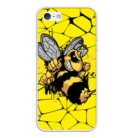 Чехол для iPhone 5/5S матовый с принтом Дикая пчела в Екатеринбурге, Силикон | Область печати: задняя сторона чехла, без боковых панелей | дикая пчела | жало | мед | насекомые | опасность | соты | текстура | шершень