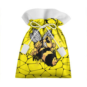 Подарочный 3D мешок с принтом Дикая пчела в Екатеринбурге, 100% полиэстер | Размер: 29*39 см | Тематика изображения на принте: дикая пчела | жало | мед | насекомые | опасность | соты | текстура | шершень