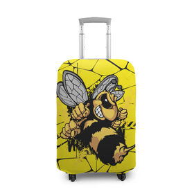 Чехол для чемодана 3D с принтом Дикая пчела в Екатеринбурге, 86% полиэфир, 14% спандекс | двустороннее нанесение принта, прорези для ручек и колес | дикая пчела | жало | мед | насекомые | опасность | соты | текстура | шершень