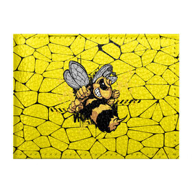 Обложка для студенческого билета с принтом Дикая пчела в Екатеринбурге, натуральная кожа | Размер: 11*8 см; Печать на всей внешней стороне | дикая пчела | жало | мед | насекомые | опасность | соты | текстура | шершень