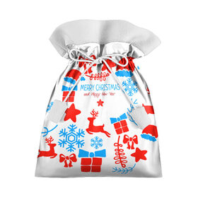 Подарочный 3D мешок с принтом Merry Christmas and HNY в Екатеринбурге, 100% полиэстер | Размер: 29*39 см | Тематика изображения на принте: 2021 | 2022 | happy | new year | быка | гирлянда | дед мороз | елка | зеленый | игрушка | клаус | конфеты | нг | новый год | носок | перчатка | печенье | подарок | полосы | пряник | рождество | с | санта | сладости | снег
