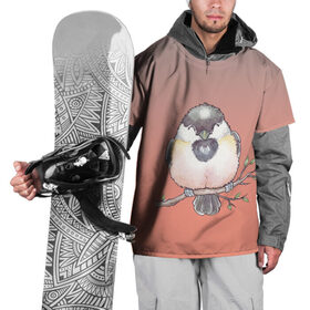 Накидка на куртку 3D с принтом акварельная птица на ветке в Екатеринбурге, 100% полиэстер |  | 