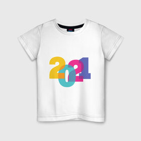 Детская футболка хлопок с принтом Новый год 2021 в Екатеринбурге, 100% хлопок | круглый вырез горловины, полуприлегающий силуэт, длина до линии бедер | 2021 год | 2021 год быка | happy new year | год быка | новый год | подарки | с новым годом