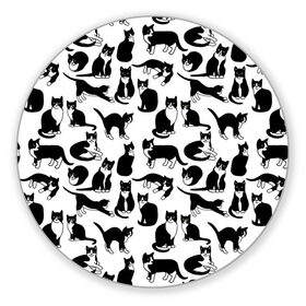 Коврик для мышки круглый с принтом Котики Чёрно-белые в Екатеринбурге, резина и полиэстер | круглая форма, изображение наносится на всю лицевую часть | Тематика изображения на принте: cat | cats | cosmos | kitten | mem | memes | rose | roses | глаза | глазки | киска | космос | кот | котёнок | котик | котики | котэ | котята | кошак | кошка | кошки | красивая | мем | мемчики | милая | прикольная | розы | светлая