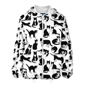 Мужская куртка 3D с принтом Котики Чёрно-белые в Екатеринбурге, ткань верха — 100% полиэстер, подклад — флис | прямой крой, подол и капюшон оформлены резинкой с фиксаторами, два кармана без застежек по бокам, один большой потайной карман на груди. Карман на груди застегивается на липучку | Тематика изображения на принте: cat | cats | cosmos | kitten | mem | memes | rose | roses | глаза | глазки | киска | космос | кот | котёнок | котик | котики | котэ | котята | кошак | кошка | кошки | красивая | мем | мемчики | милая | прикольная | розы | светлая