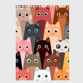 Скетчбук с принтом Котики мультяшные в Екатеринбурге, 100% бумага
 | 48 листов, плотность листов — 100 г/м2, плотность картонной обложки — 250 г/м2. Листы скреплены сверху удобной пружинной спиралью | cat | cats | cosmos | kitten | mem | memes | rose | roses | глаза | глазки | киска | космос | кот | котёнок | котик | котики | котэ | котята | кошак | кошка | кошки | красивая | мем | мемчики | милая | прикольная | розы | светлая