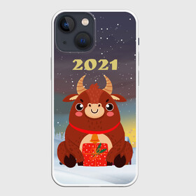 Чехол для iPhone 13 mini с принтом Бык с подарками 2021 в Екатеринбурге,  |  | 2021 | 7 января | bull | newyear | santa | бык | быки | бычок | год быка | дед мороз | корова | новогодние каникулы | новогодние праздники | новый 2021 | новый год | новый год 2021 | рождество | сани | санта | санта клаус