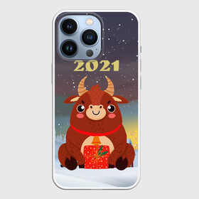 Чехол для iPhone 13 Pro с принтом Бык с подарками 2021 в Екатеринбурге,  |  | 2021 | 7 января | bull | newyear | santa | бык | быки | бычок | год быка | дед мороз | корова | новогодние каникулы | новогодние праздники | новый 2021 | новый год | новый год 2021 | рождество | сани | санта | санта клаус