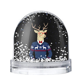 Снежный шар с принтом Hipster Deer в Екатеринбурге, Пластик | Изображение внутри шара печатается на глянцевой фотобумаге с двух сторон | 